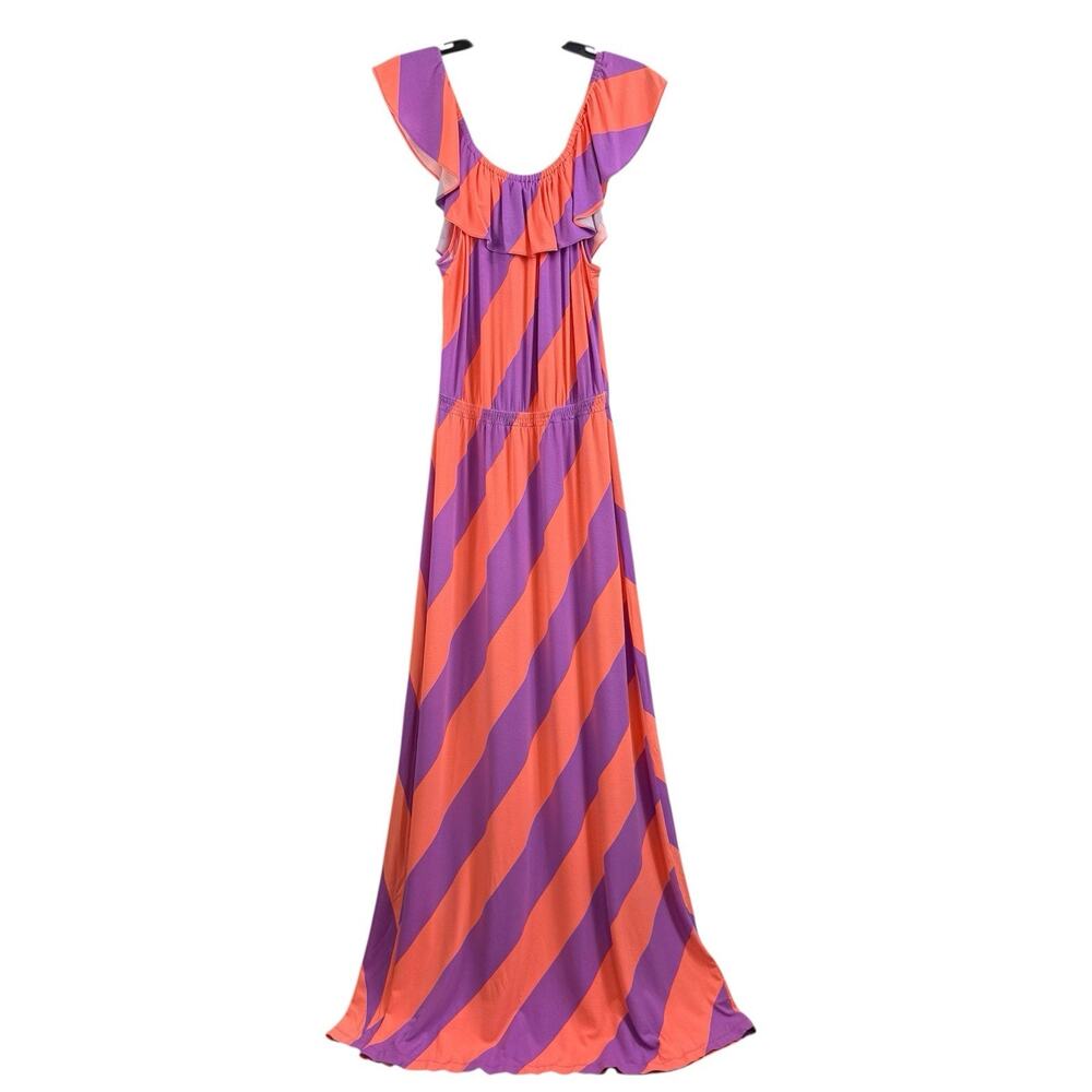 Lilly Pulitzer Marley Sunrise Stripe Maxi Dress Large Off The Shoulder Beachy